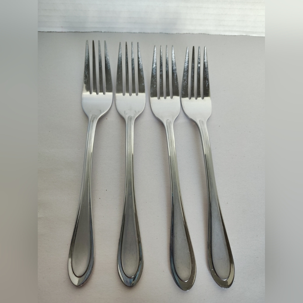Oneida JOANN JOANNE DINNER FORKS Set of 4 Stainless Frosted Glossy Flatware @
